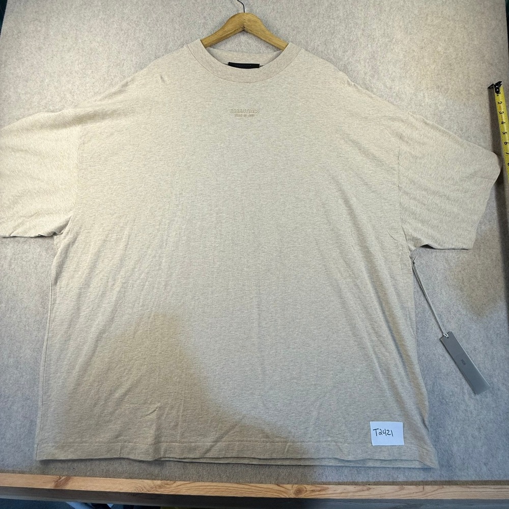 NWT Fear of God Essentials Oversized T-Shirt Oatmeal Heather Logo Mens XL
